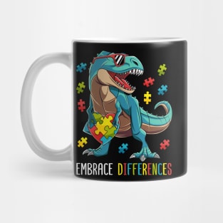 Dinosaur Embrace Differences Autism Awareness Gift Boy Kids Mug